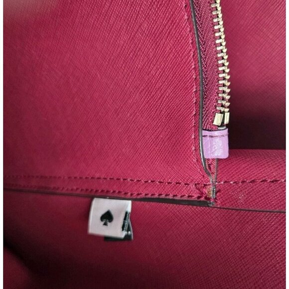 Kate Spade Large Leather Tote Handbag Pink Mauve Gold Hardware Bag Tag Violet - Picture 12 of 13